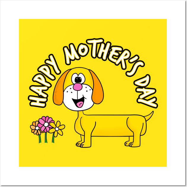 Mother's Day Dachshund Mothering Sunday Wall Art by doodlerob